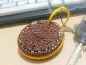 饼干真皮手缝挂饰锁匙扣